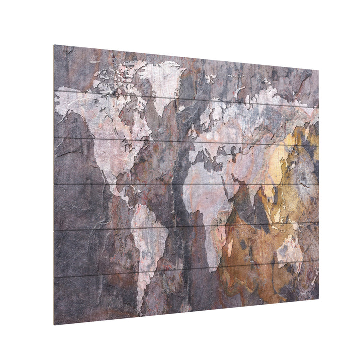 Wooden Slat Art 18 x 22 Inches Titled World Map - Rock Ready to Hang Picture Image 3