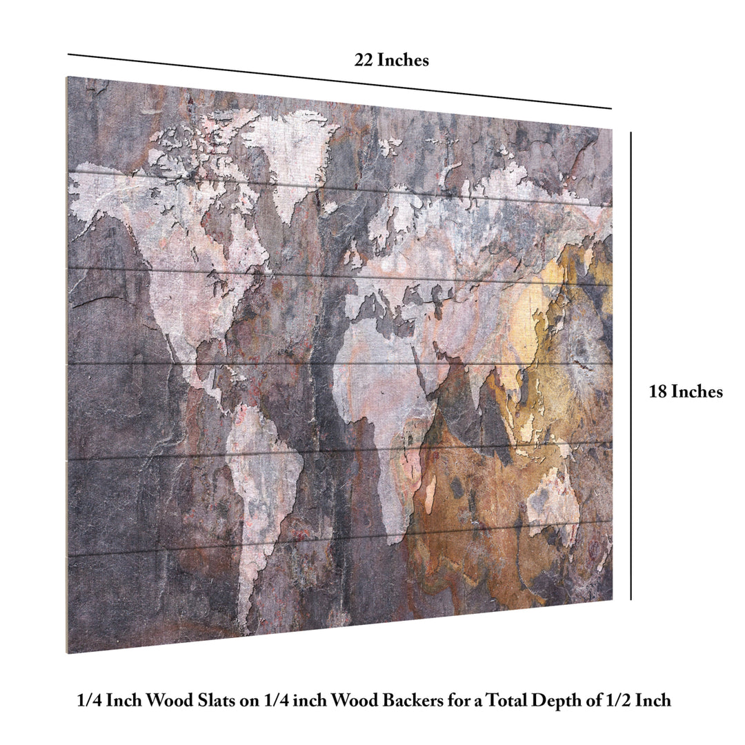 Wooden Slat Art 18 x 22 Inches Titled World Map - Rock Ready to Hang Picture Image 6