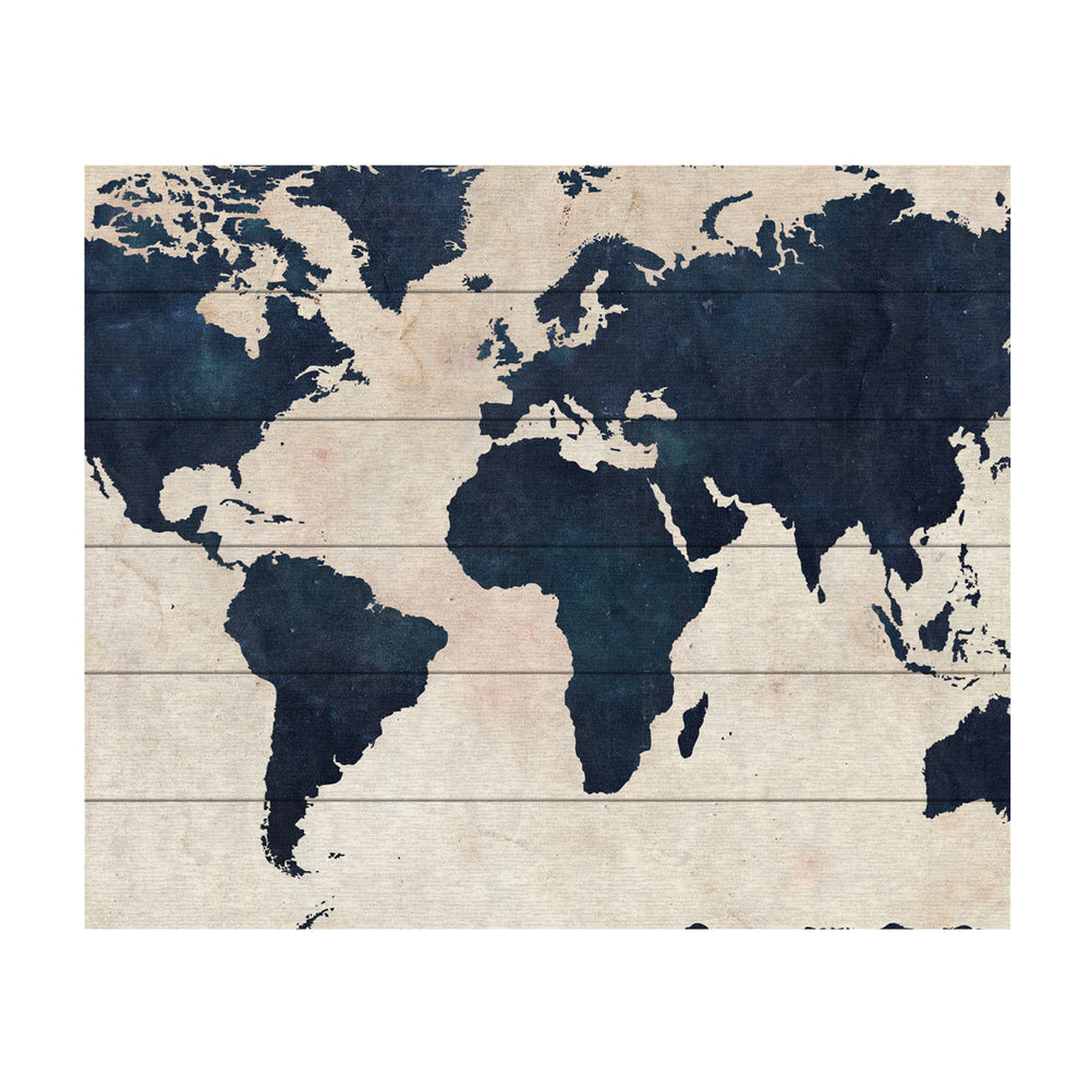 Wooden Slat Art 18 x 22 Inches Titled World Map -Navy Ready to Hang  Picture Image 2