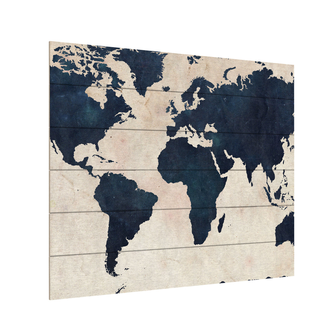 Wooden Slat Art 18 x 22 Inches Titled World Map -Navy Ready to Hang Picture Image 3