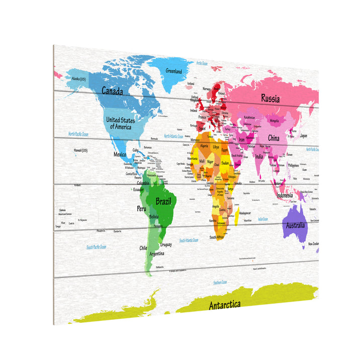 Wooden Slat Art 18 x 22 Inches Titled World Map for Kids II Ready to Hang Picture Image 3