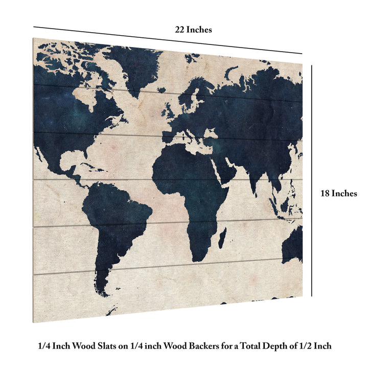 Wooden Slat Art 18 x 22 Inches Titled World Map -Navy Ready to Hang Picture Image 6