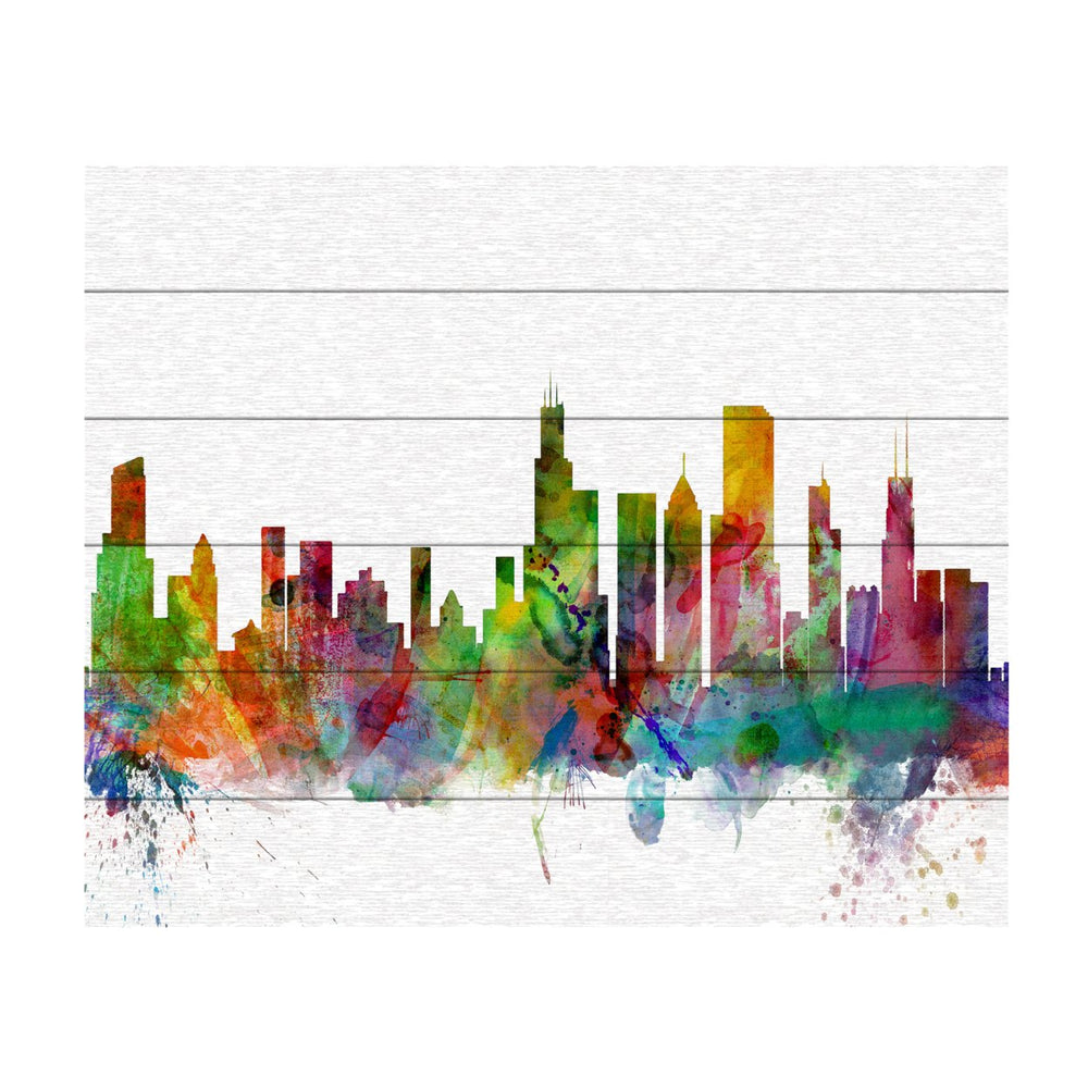 Wooden Slat Art 18 x 22 Inches Titled Chicago Illinois Skyline Ready to Hang  Picture Image 2