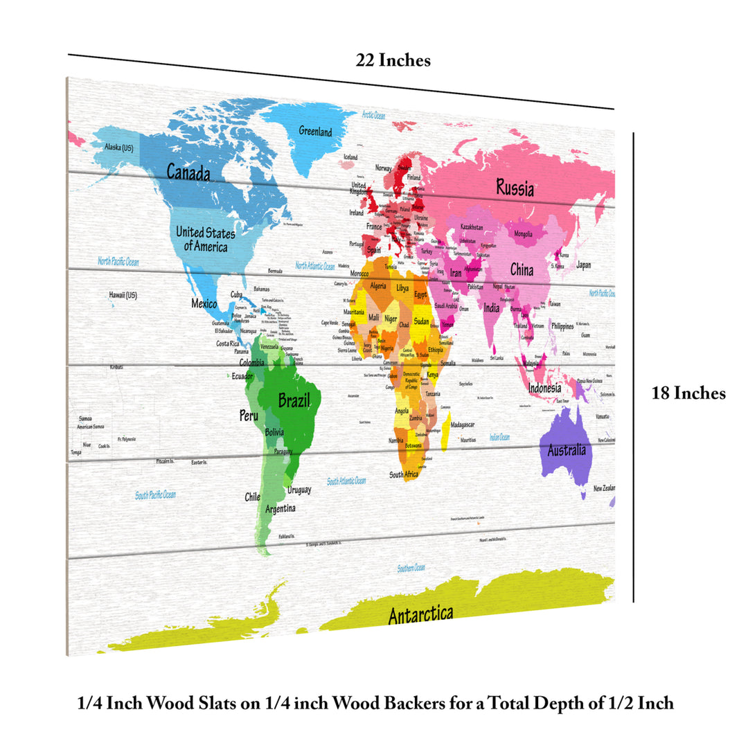 Wooden Slat Art 18 x 22 Inches Titled World Map for Kids II Ready to Hang Picture Image 6