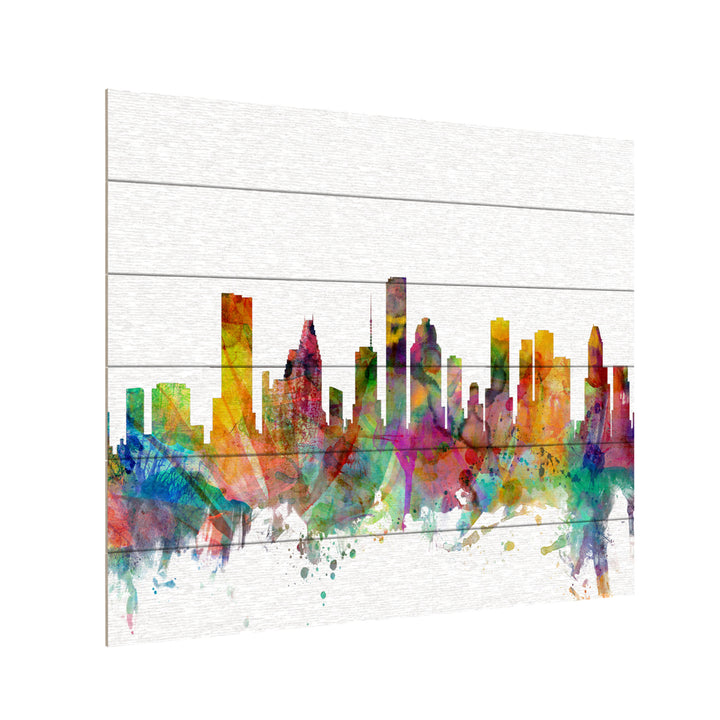 Wooden Slat Art 18 x 22 Inches Titled Houston Texas Skyline Ready to Hang Picture Image 3