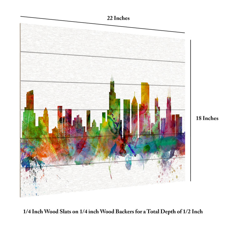 Wooden Slat Art 18 x 22 Inches Titled Chicago Illinois Skyline Ready to Hang Picture Image 6