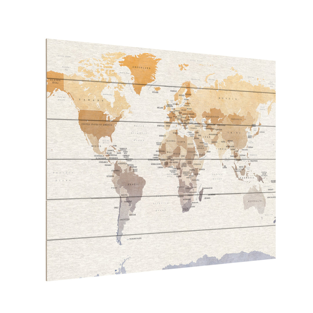 Wooden Slat Art 18 x 22 Inches Titled Watercolour Political Map of the World Ready to Hang Picture Image 3