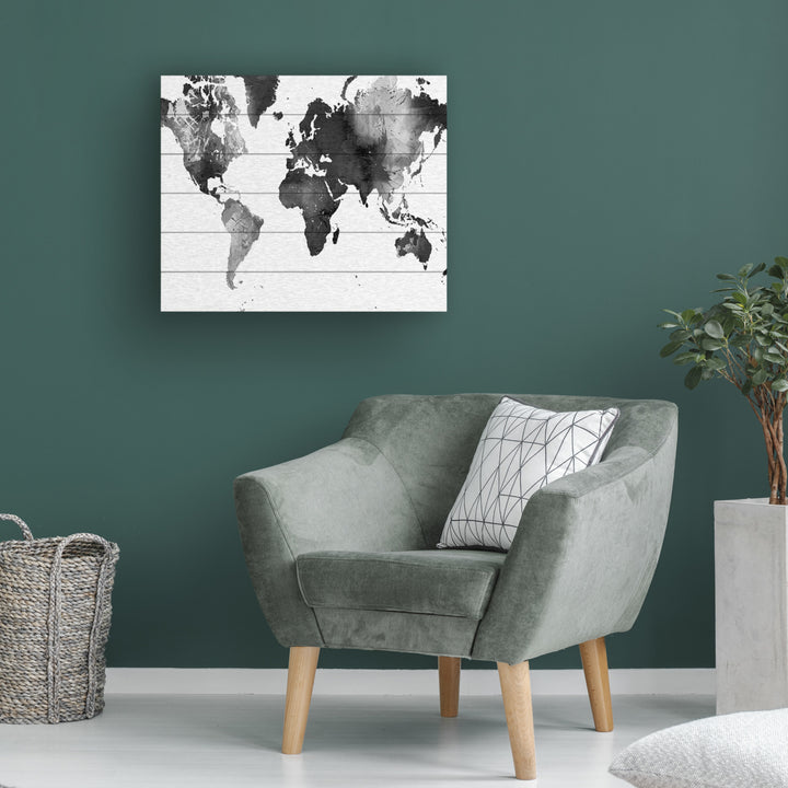 Wooden Slat Art 18 x 22 Inches Titled World Map BG-1 Ready to Hang Picture Image 1