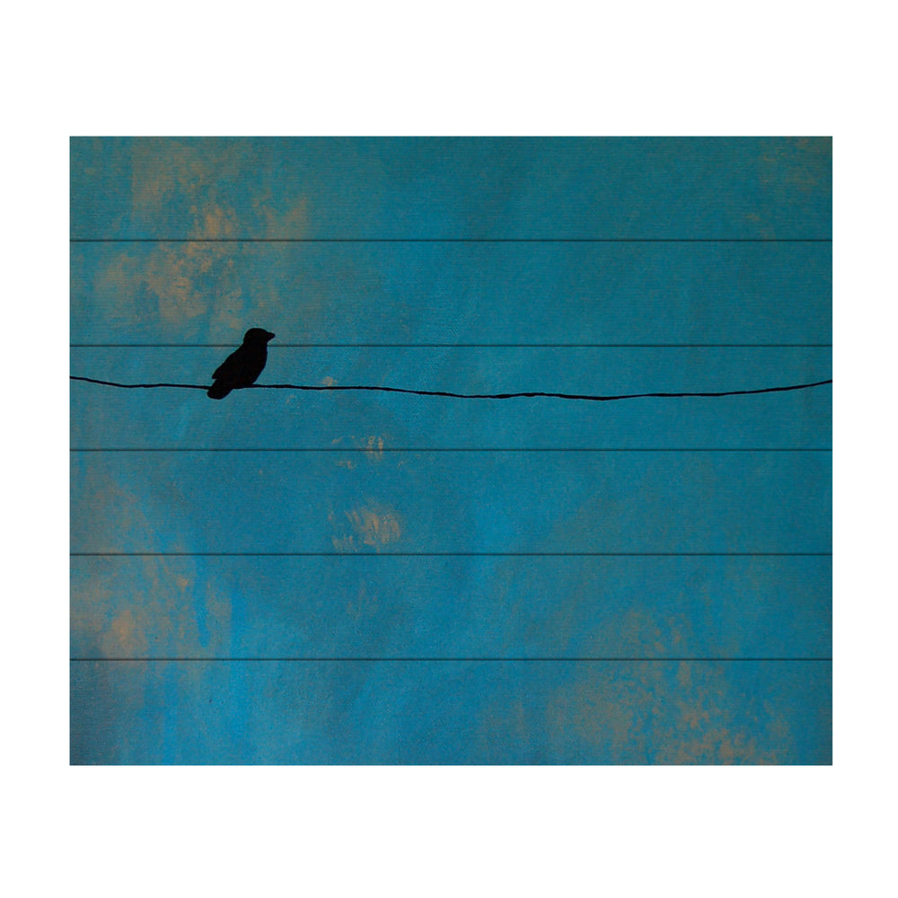 Wooden Slat Art 18 x 22 Inches Titled Lone Bird Blue Ready to Hang Picture Image 2