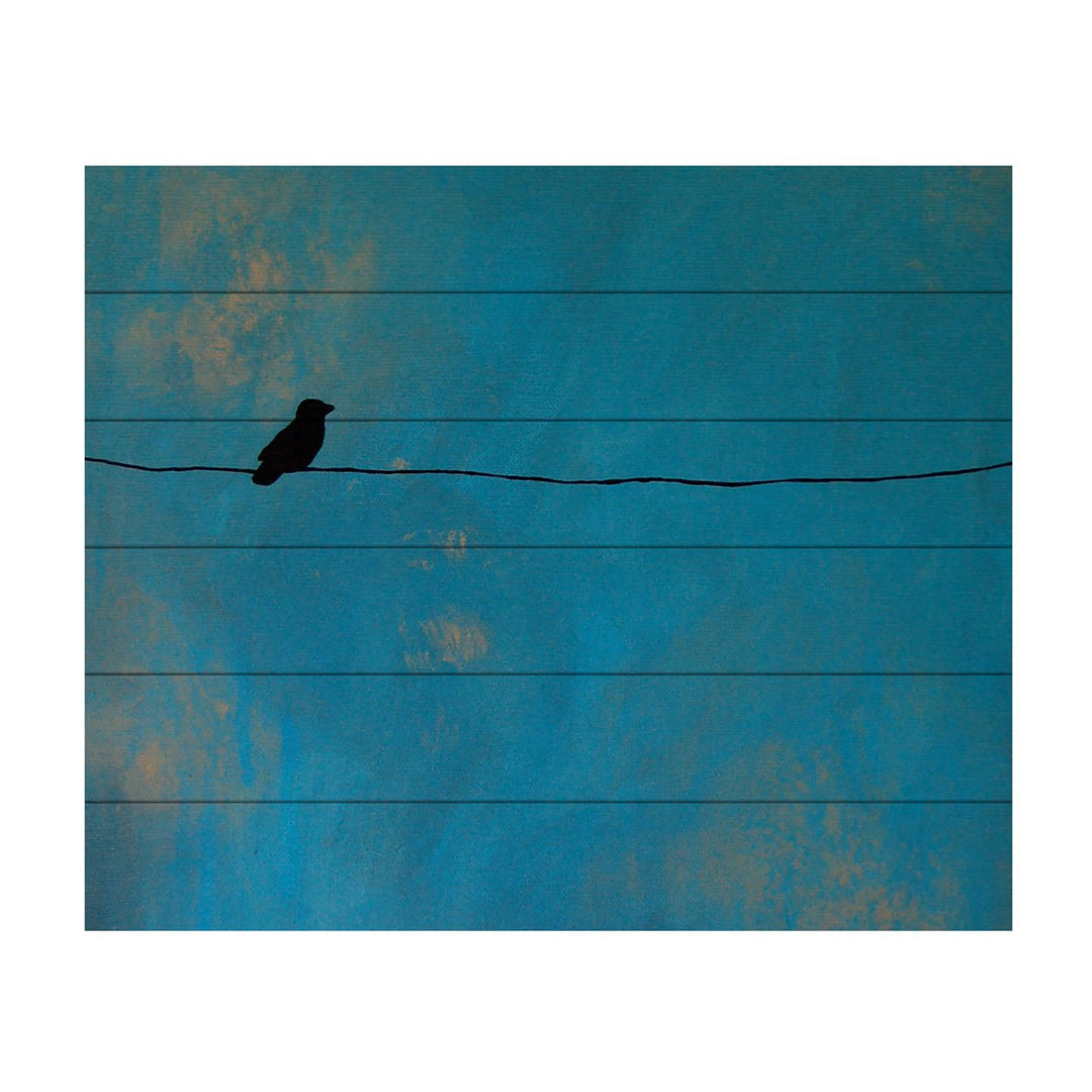 Wooden Slat Art 18 x 22 Inches Titled Lone Bird Blue Ready to Hang  Picture Image 2