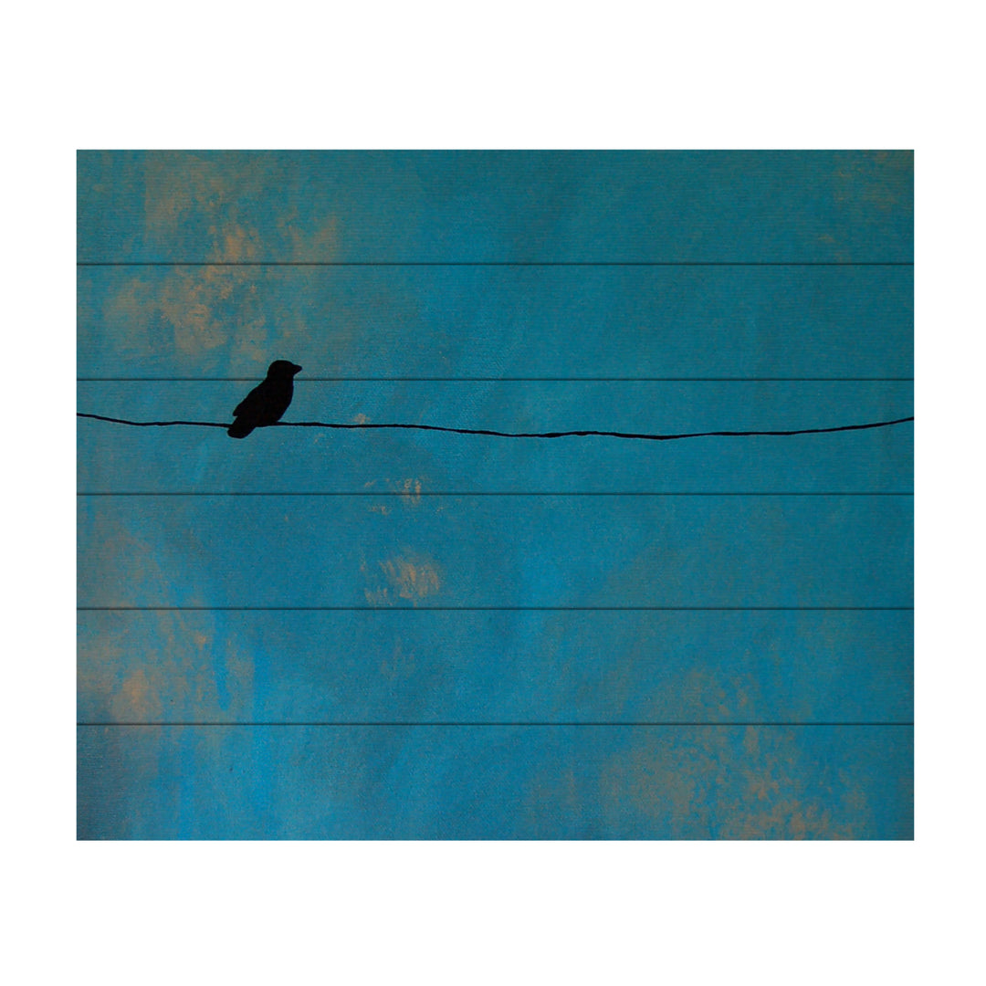 Wooden Slat Art 18 x 22 Inches Titled Lone Bird Blue Ready to Hang  Picture Image 2