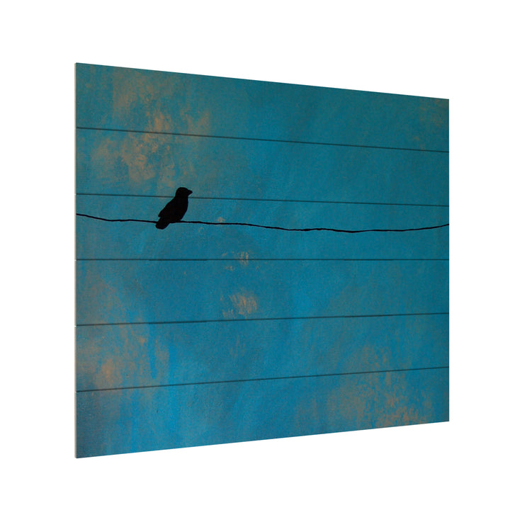 Wooden Slat Art 18 x 22 Inches Titled Lone Bird Blue Ready to Hang Picture Image 3