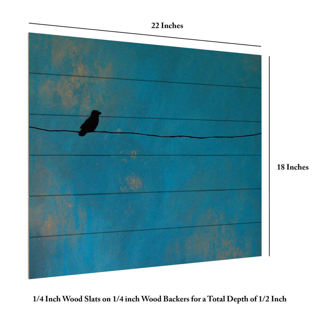 Wooden Slat Art 18 x 22 Inches Titled Lone Bird Blue Ready to Hang Picture Image 6