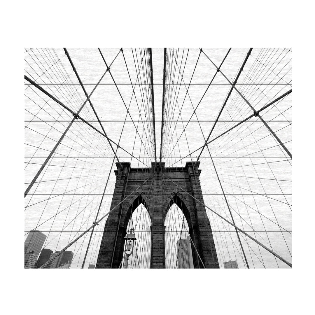 Wooden Slat Art 18 x 22 Inches Titled NYC Brooklyn Bridge Ready to Hang Picture Image 2