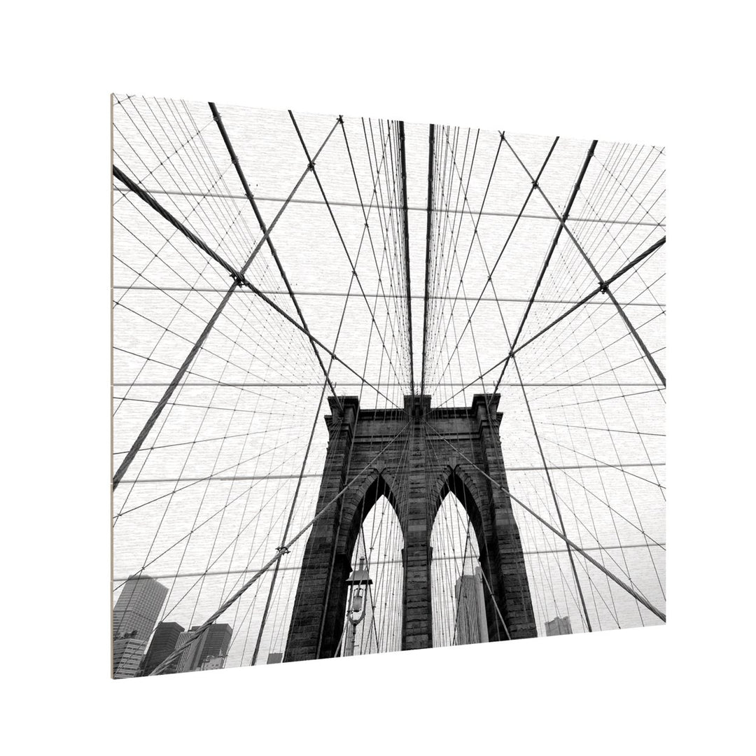 Wooden Slat Art 18 x 22 Inches Titled NYC Brooklyn Bridge Ready to Hang Picture Image 3