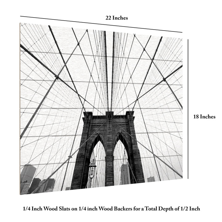 Wooden Slat Art 18 x 22 Inches Titled NYC Brooklyn Bridge Ready to Hang Picture Image 6