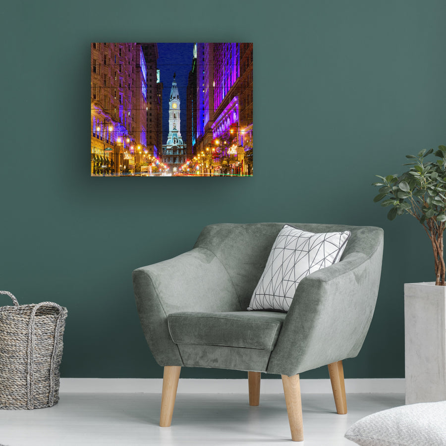 Wooden Slat Art 18 x 22 Inches Titled City Hall Philadelphia Ready to Hang  Picture Image 1