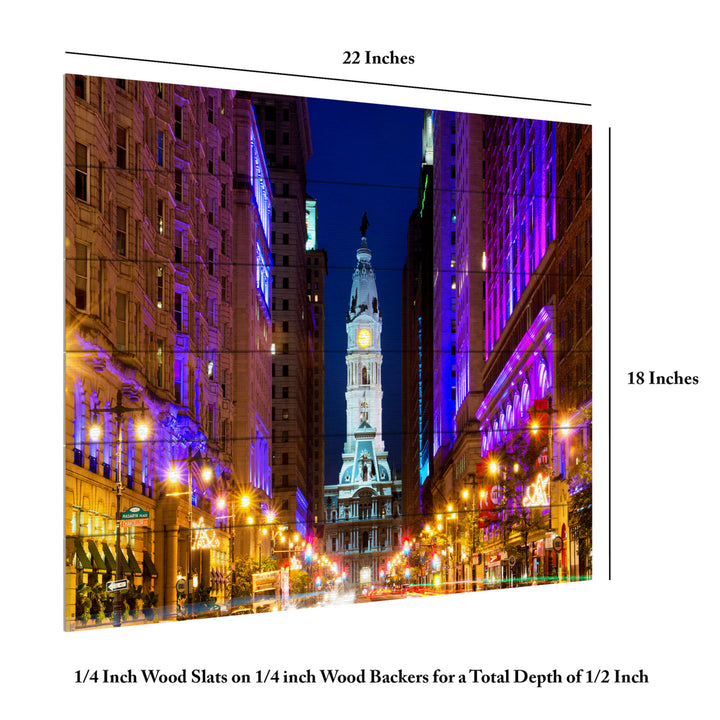 Wooden Slat Art 18 x 22 Inches Titled City Hall Philadelphia Ready to Hang Picture Image 6