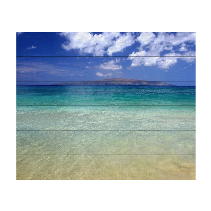 Wooden Slat Art 18 x 22 Inches Titled Hawaii Blue Beach Ready to Hang Picture Image 2