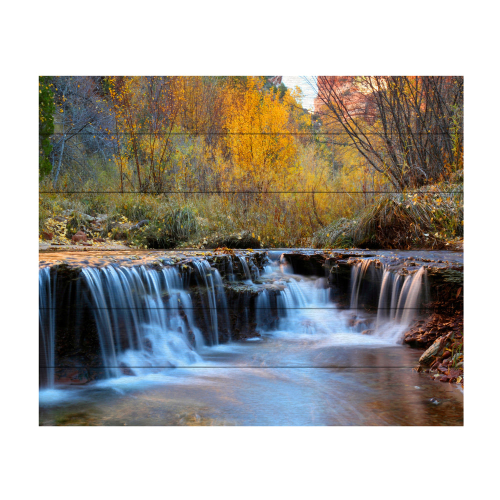 Wooden Slat Art 18 x 22 Inches Titled Zion Autumn Ready to Hang  Picture Image 2