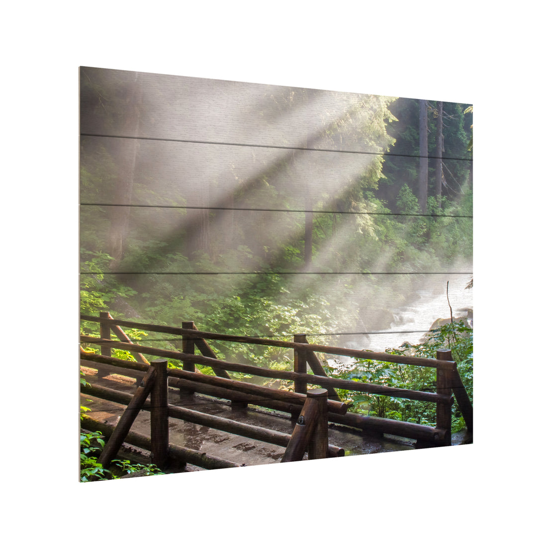 Wooden Slat Art 18 x 22 Inches Titled Forest Sunlight Ready to Hang Picture Image 3