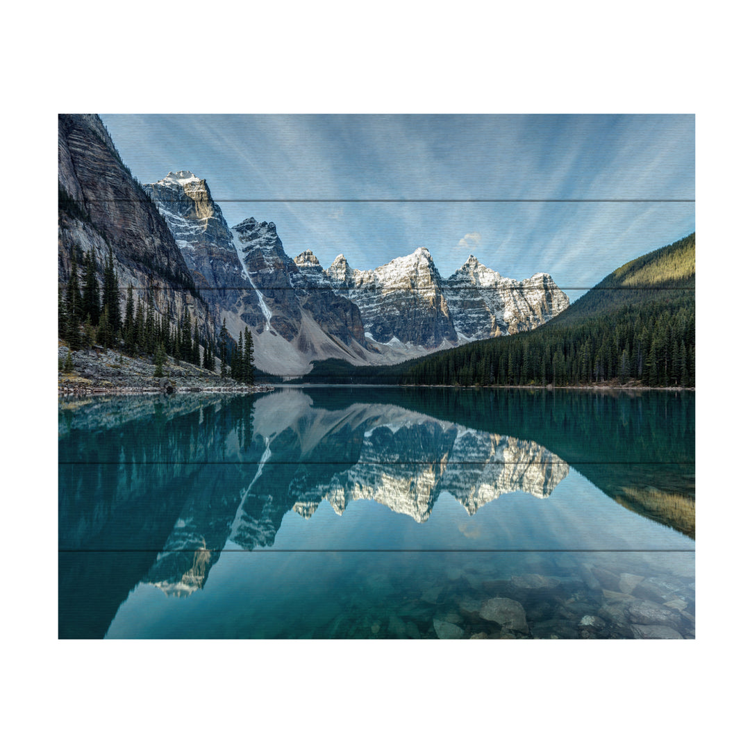 Wooden Slat Art 18 x 22 Inches Titled Moraine Lake Reflection Ready to Hang Picture Image 2