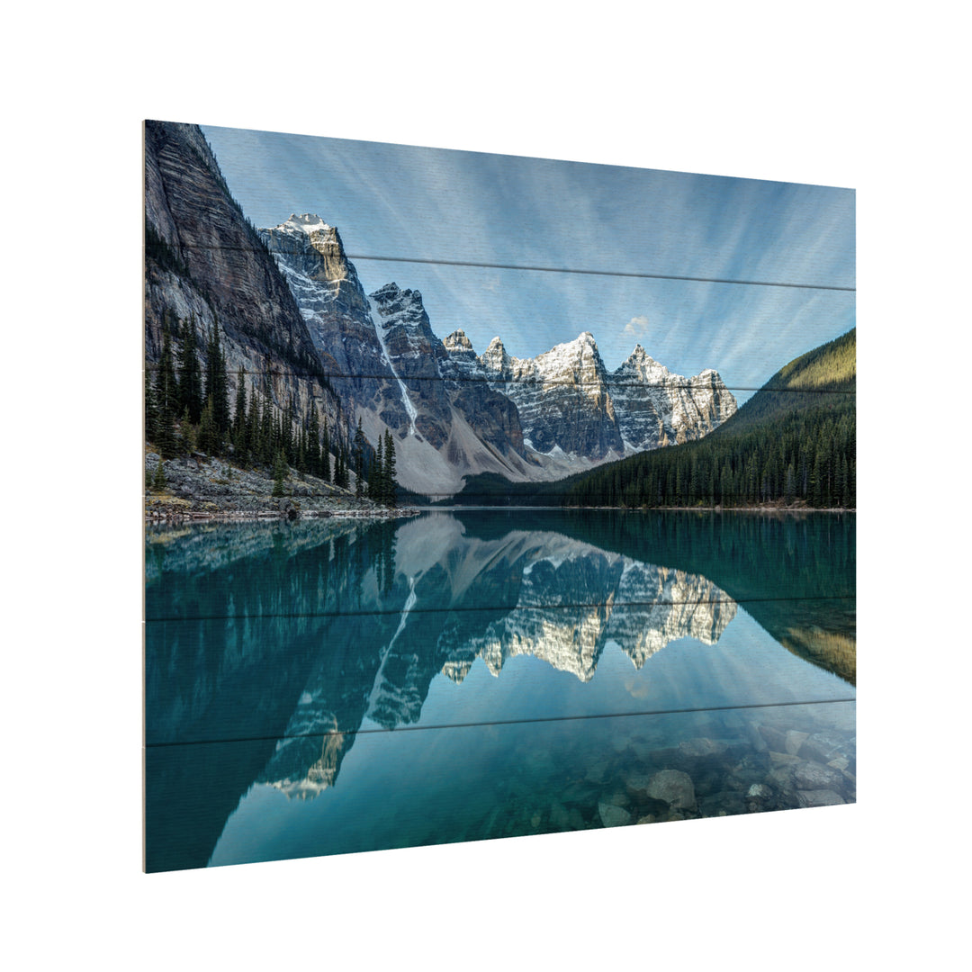 Wooden Slat Art 18 x 22 Inches Titled Moraine Lake Reflection Ready to Hang Picture Image 3