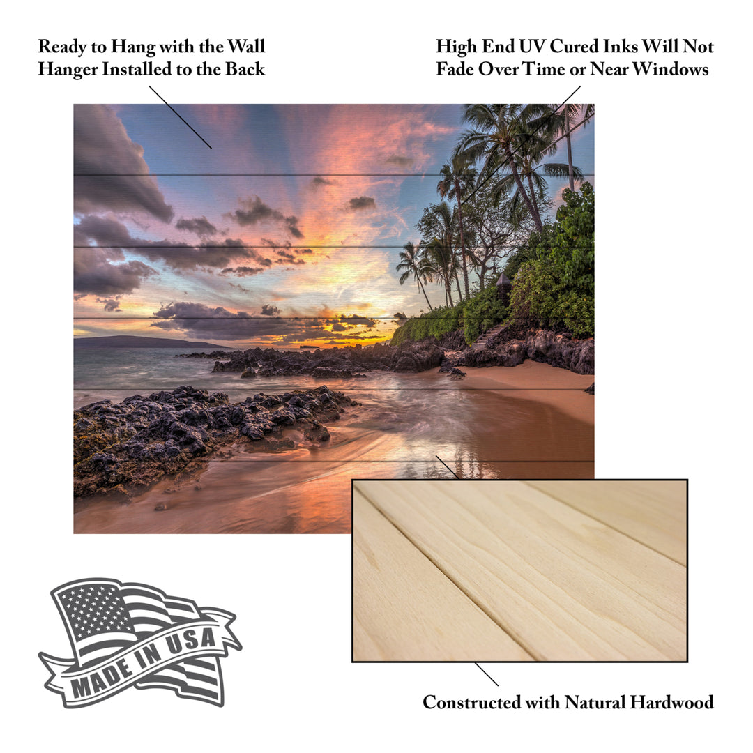 Wooden Slat Art 18 x 22 Inches Titled Hawaiian Sunset Wonder Ready to Hang Picture Image 5