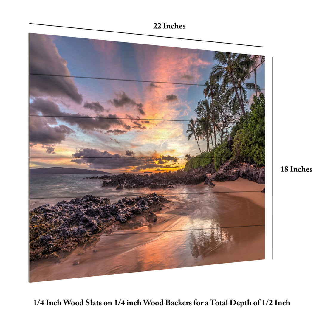 Wooden Slat Art 18 x 22 Inches Titled Hawaiian Sunset Wonder Ready to Hang Picture Image 6