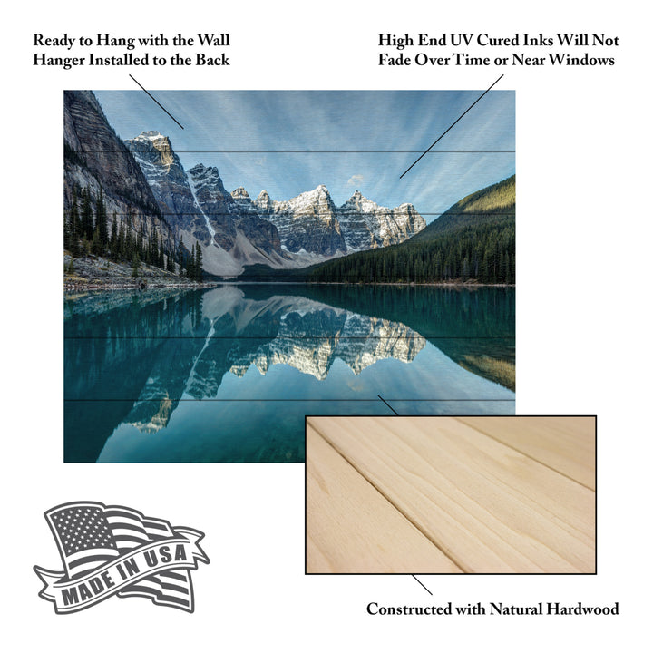 Wooden Slat Art 18 x 22 Inches Titled Moraine Lake Reflection Ready to Hang Picture Image 5