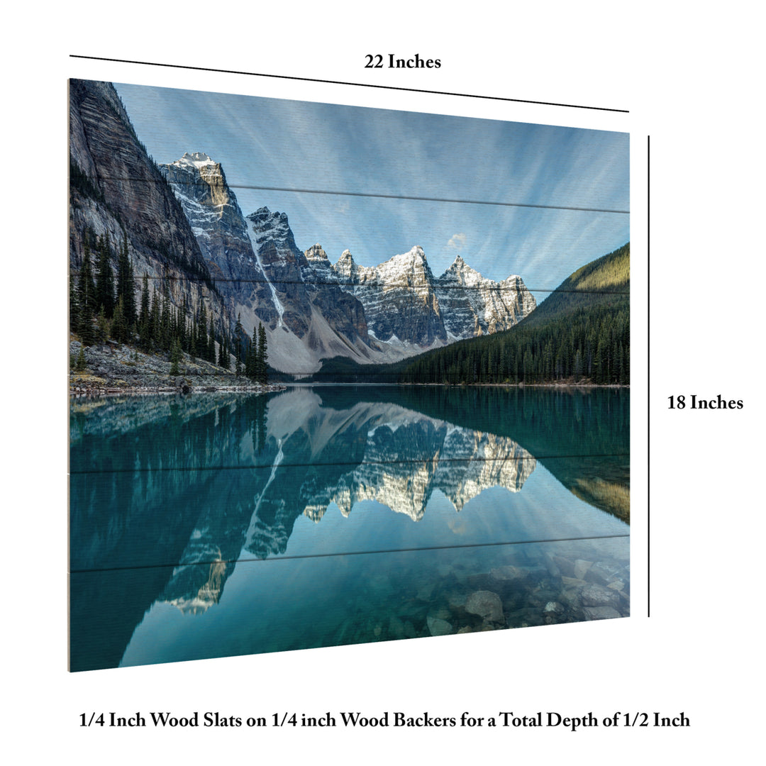 Wooden Slat Art 18 x 22 Inches Titled Moraine Lake Reflection Ready to Hang Picture Image 6