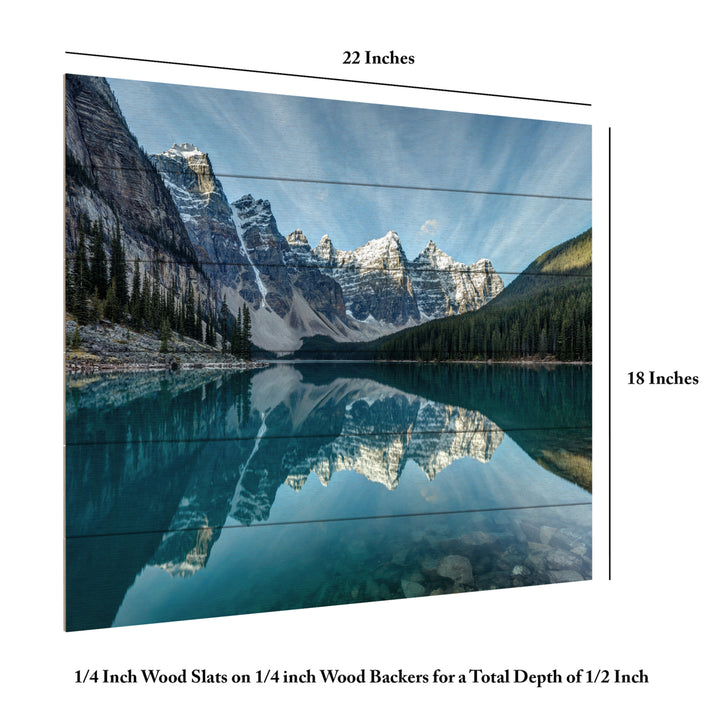 Wooden Slat Art 18 x 22 Inches Titled Moraine Lake Reflection Ready to Hang Picture Image 6