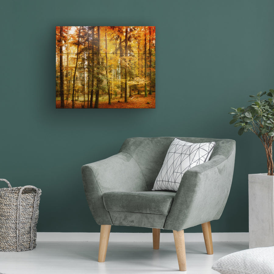 Wooden Slat Art 18 x 22 Inches Titled Brilliant Fall Color Ready to Hang Picture Image 1