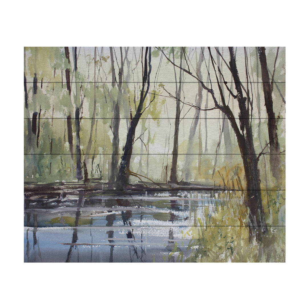 Wooden Slat Art 18 x 22 Inches Titled Pine River Reflections Ready to Hang Picture Image 2