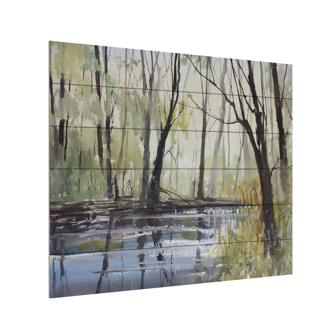 Wooden Slat Art 18 x 22 Inches Titled Pine River Reflections Ready to Hang Picture Image 3