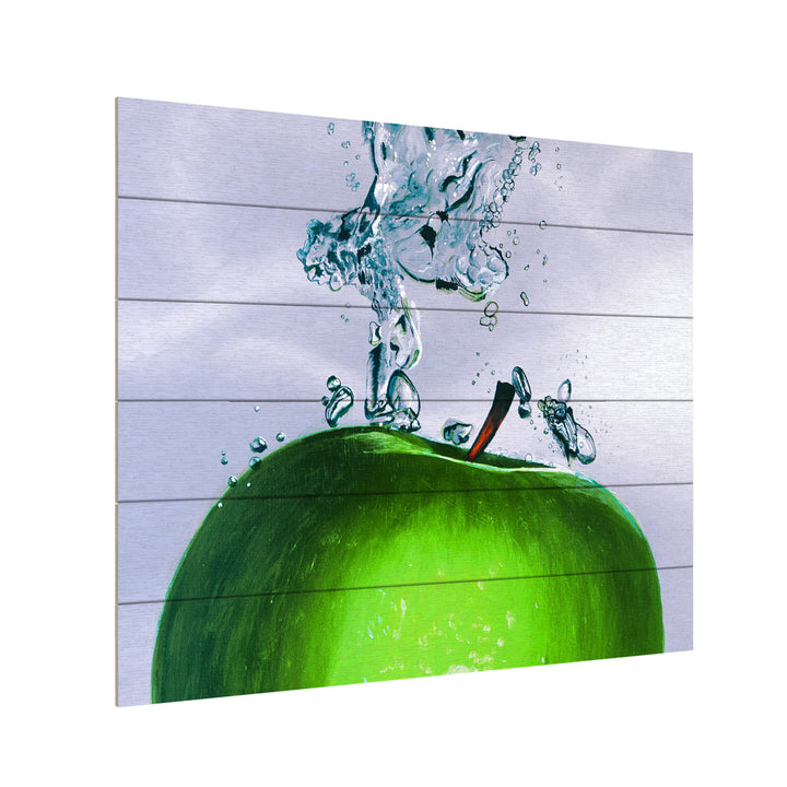 Wooden Slat Art 18 x 22 Inches Titled Apple Splash II Ready to Hang Picture Image 3