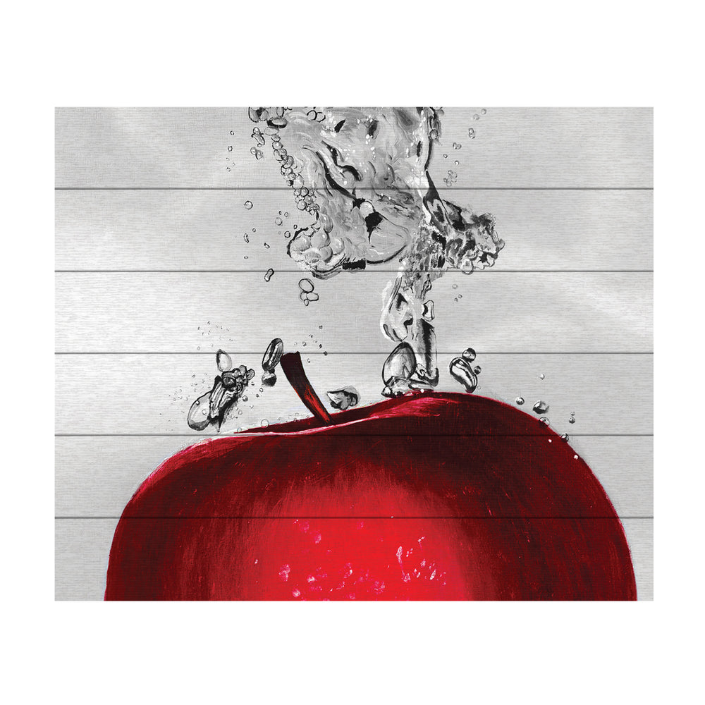 Wooden Slat Art 18 x 22 Inches Titled Red Apple Splash Ready to Hang  Picture Image 2
