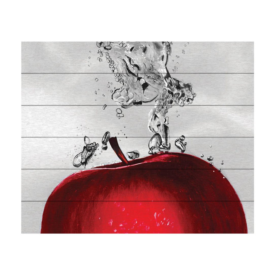 Wooden Slat Art 18 x 22 Inches Titled Red Apple Splash Ready to Hang Picture Image 2