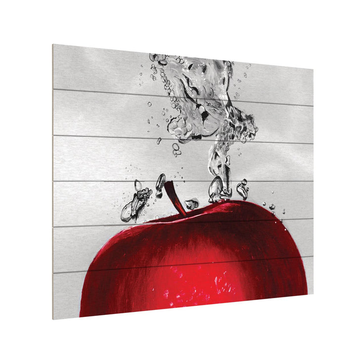 Wooden Slat Art 18 x 22 Inches Titled Red Apple Splash Ready to Hang Picture Image 3