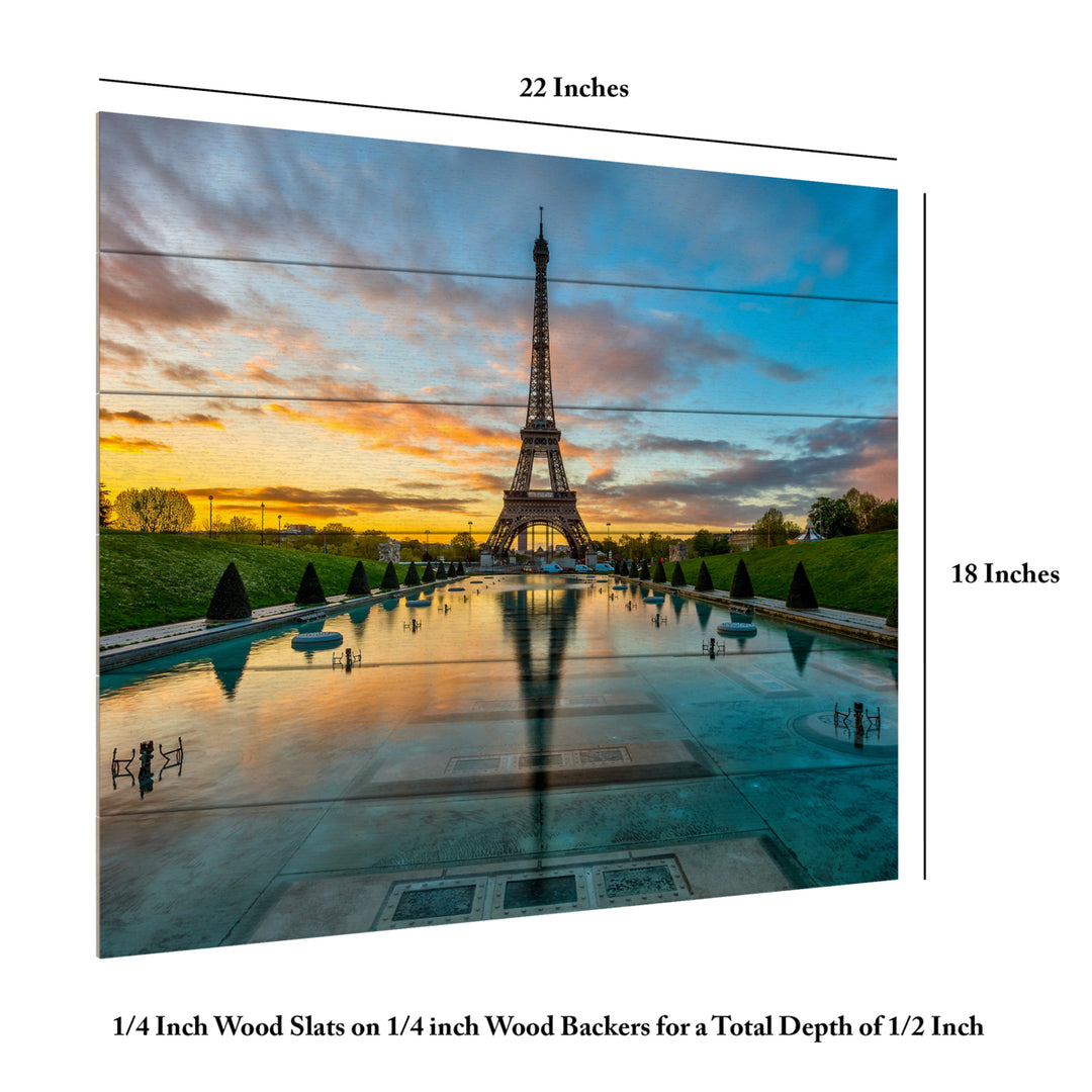 Wooden Slat Art 18 x 22 Inches Titled Sunrise in Paris Ready to Hang Picture Image 6