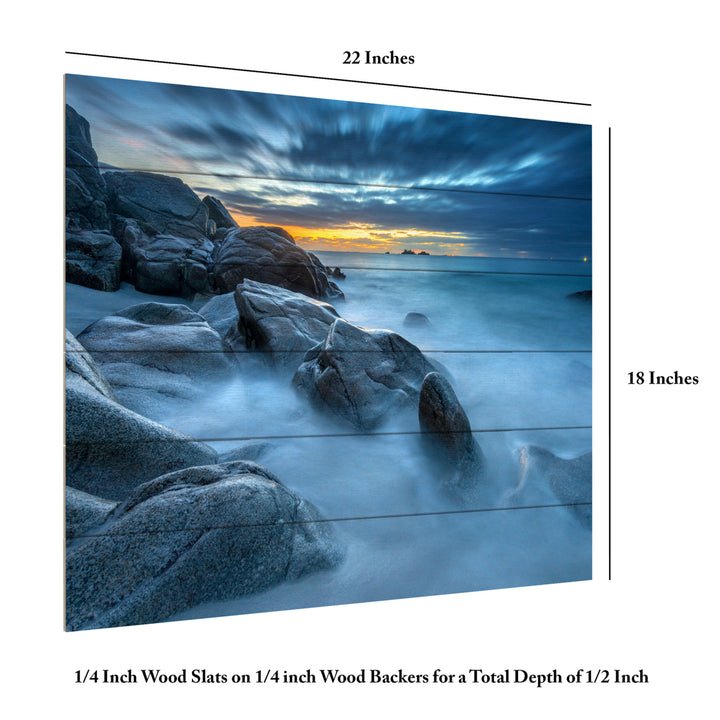 Wooden Slat Art 18 x 22 Inches Titled Blue Hour for a Blue Ocean Ready to Hang Picture Image 6