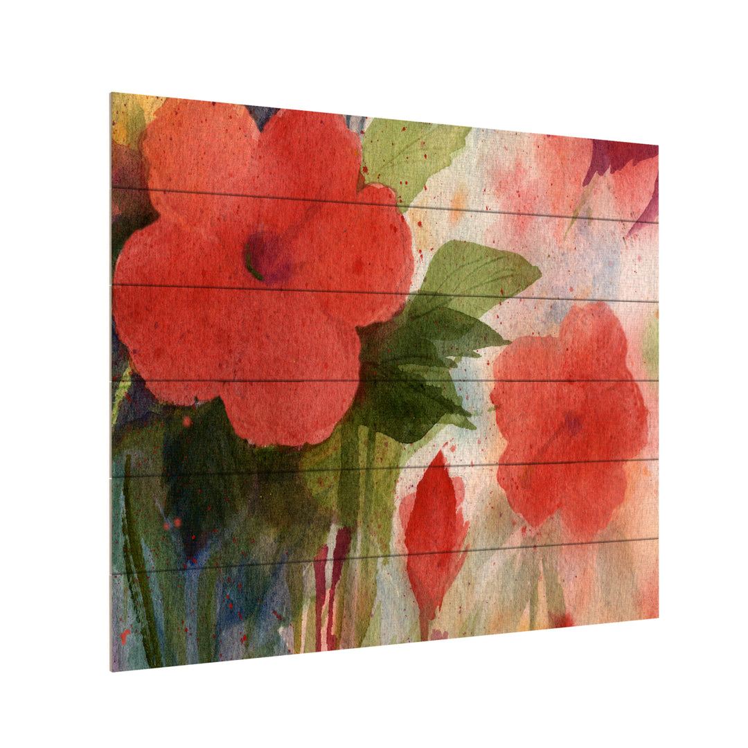 Wooden Slat Art 18 x 22 Inches Titled Red Blossoms Ready to Hang Picture Image 3