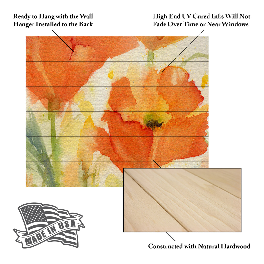 Wooden Slat Art 18 x 22 Inches Titled Field of Poppies Golden Ready to Hang  Picture Image 5