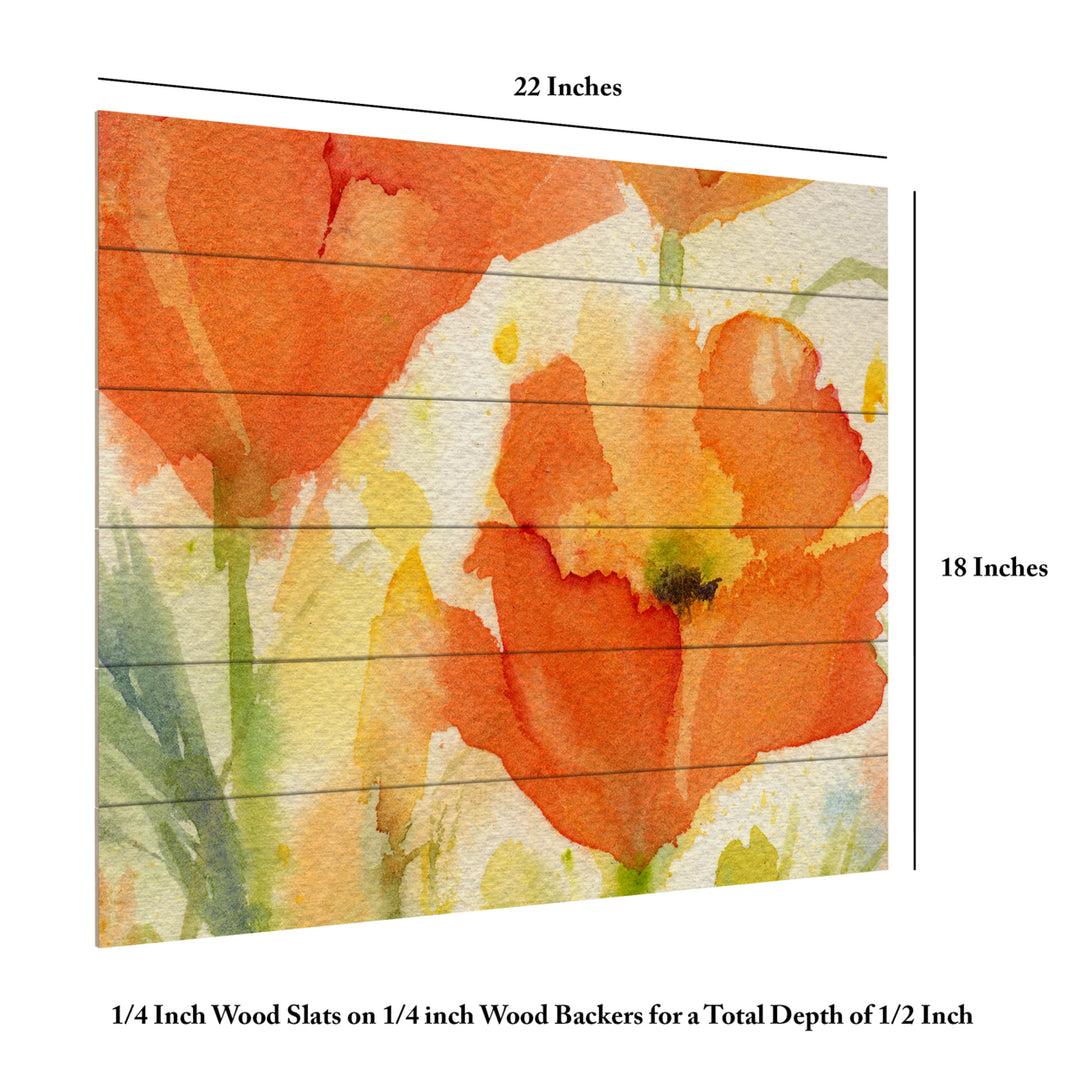 Wooden Slat Art 18 x 22 Inches Titled Field of Poppies Golden Ready to Hang  Picture Image 6