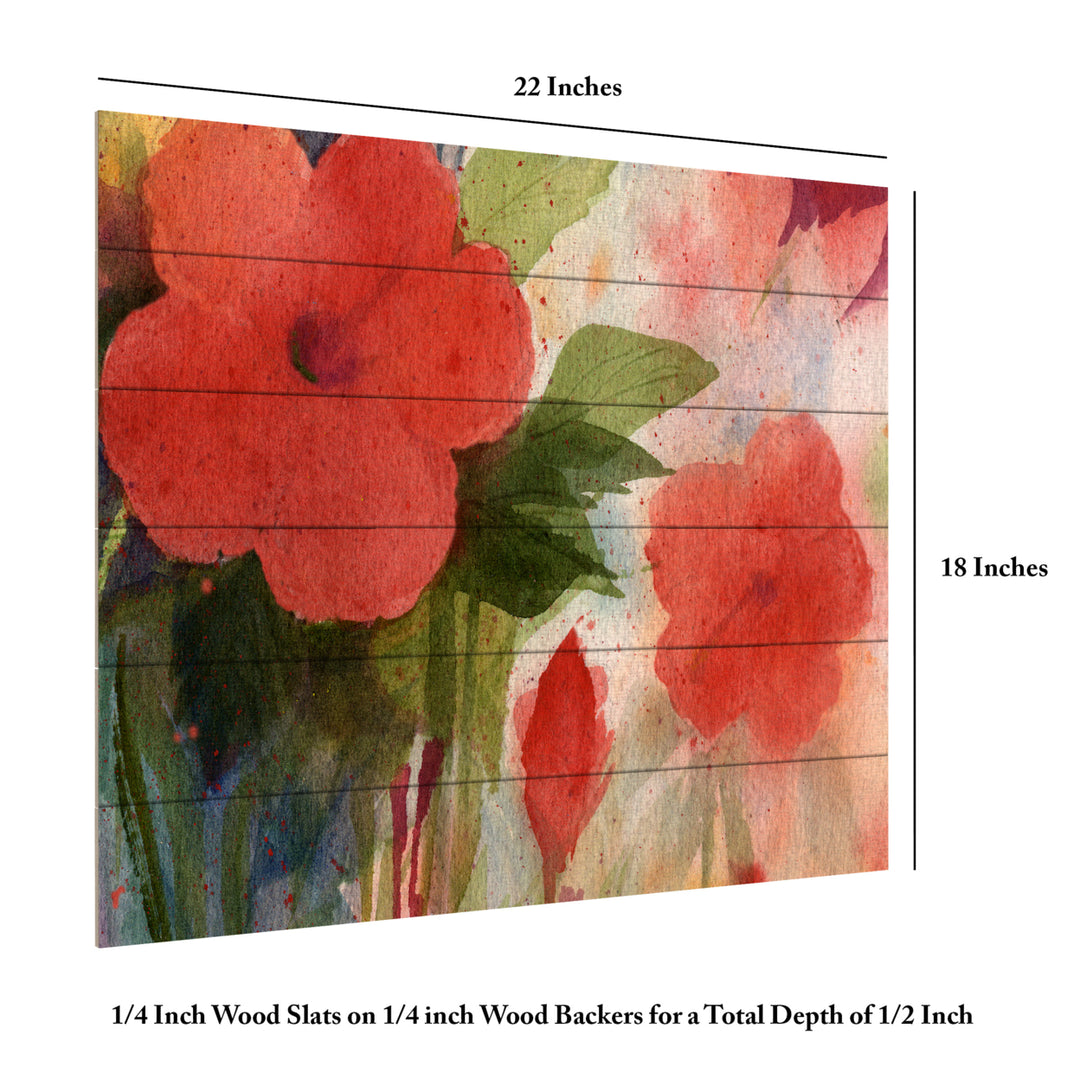 Wooden Slat Art 18 x 22 Inches Titled Red Blossoms Ready to Hang Picture Image 6