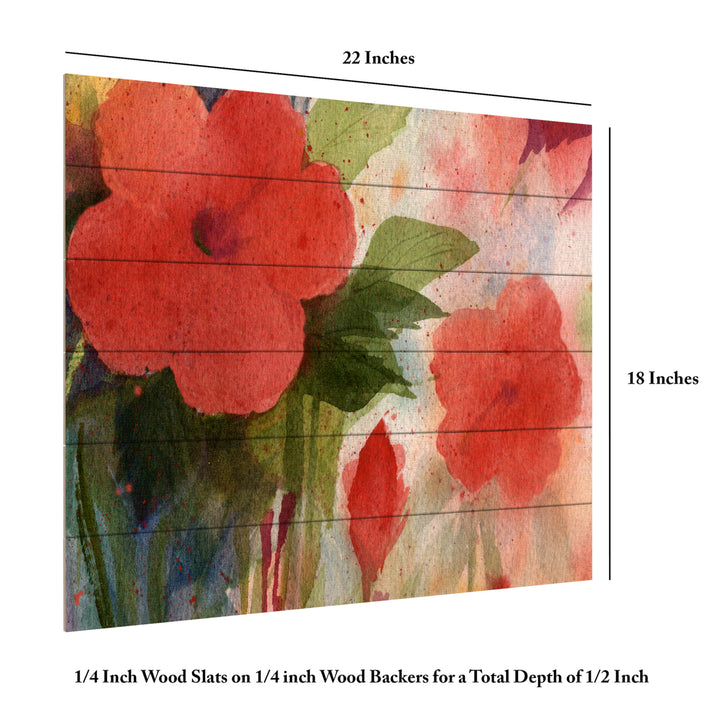 Wooden Slat Art 18 x 22 Inches Titled Red Blossoms Ready to Hang Picture Image 6