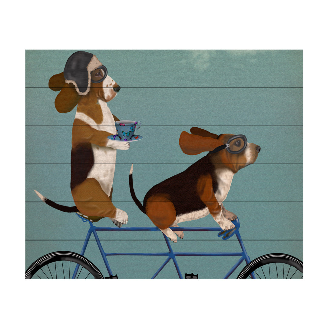 Wooden Slat Art 18 x 22 Inches Titled Basset Hound Tandem Ready to Hang Picture Image 2