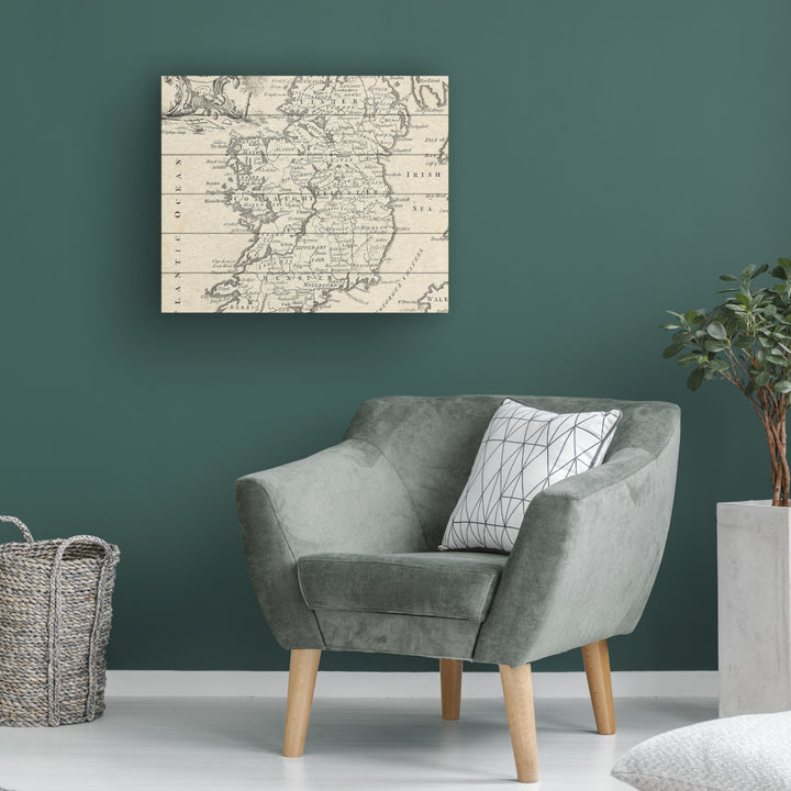 Wooden Slat Art 18 x 22 Inches Titled Map Of Ireland Ready to Hang Picture Image 1