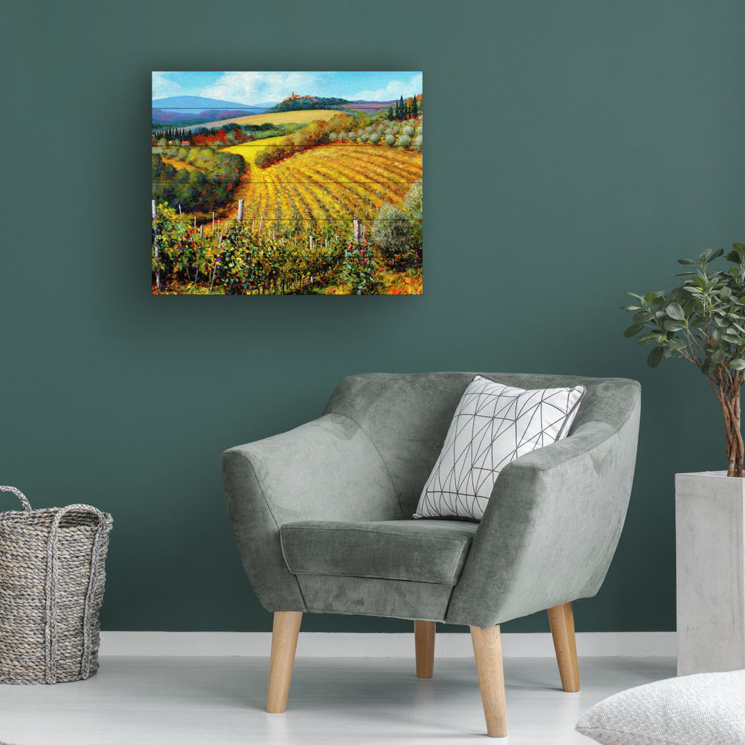Wooden Slat Art 18 x 22 Inches Titled Chianti Vineyards Ready to Hang  Picture Image 1