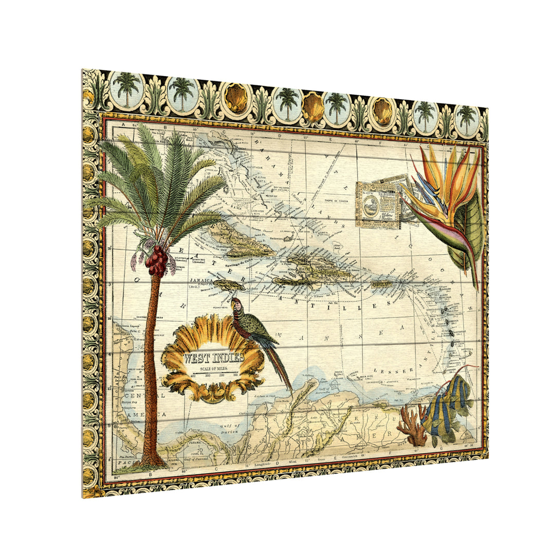 Wooden Slat Art 18 x 22 Inches Titled Tropical Map Of West Indies Ready to Hang  Picture Image 3